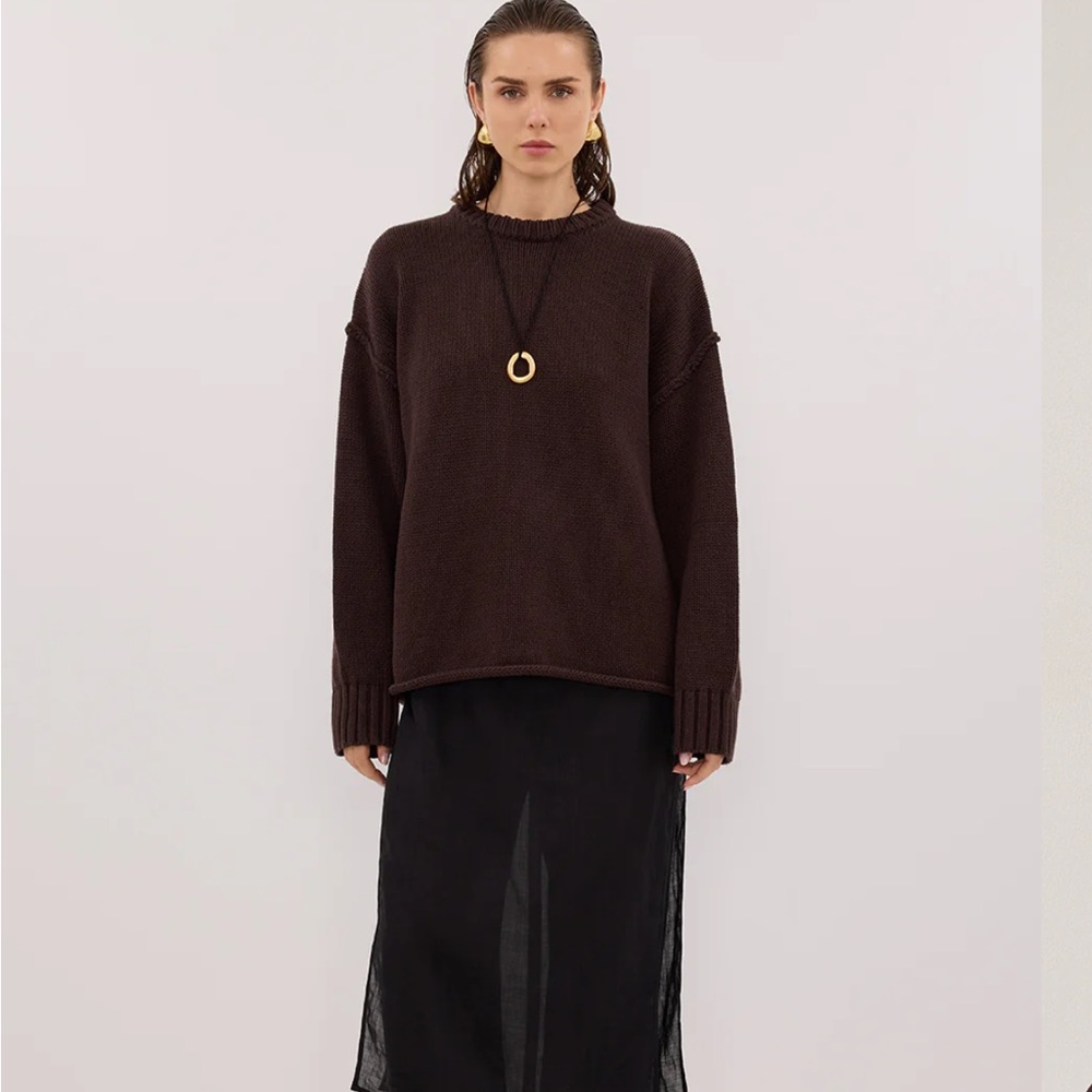 Dissh Roy Choc Oversized Longline Knit Jumper